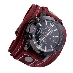 Gatuida Rot Big Dial Watch M?nner Armbanduhr M?nnliche Casual Watch M?nnliche Gürteluhr M?nner Dekorative Armbanduhr Dunkelrot Schwarze Armbänder von Gatuida