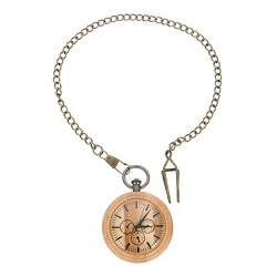 Gatuida Taschenuhr mit Kette Vintage Holz Uhr Halskette Anhänger Hängende Taschenuhr für Männer Frauen Vater Geburtstag Geschenke von Gatuida