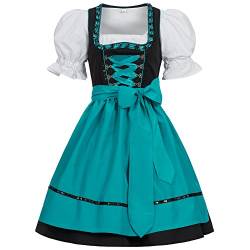 Gaudi-Leathers Damen Dirndl Kleid Dirndlkleid Trachtenkleid Midi Ilona Schwarz Hellblau 36 von Gaudi-Leathers