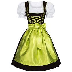 Gaudi-Leathers Damen Dirndl Kleid Dirndlkleid Trachtenkleid Midi mit Stickerei Schwarz Grün 38 von Gaudi-Leathers