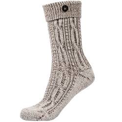 Gaudi-Leathers Socken Zopfmuster mit Umschlag und Knopf in beige meliert Gr. 42 von Gaudi-Leathers