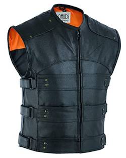 Herren Lederweste Gladiator Weste Kutte Leder Biker Rocker Motorrad Clubweste 2XL von Gaudi-Leathers