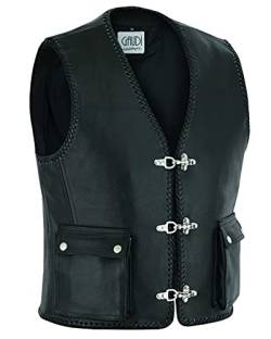 Herren Lederweste Kutte Weste Leder Motorrad Rocker Biker Clubweste schwarz Rindleder, Schwaz, 4XL von Gaudi-Leathers