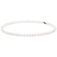 Gaura Pearls Perlenkette Leicht weiß reisförmig 5.5-6.5 mm 50 cm Süßwasserzuchtperlen, 925er Silber rhodiniert von Gaura Pearls