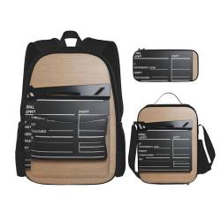 GaxfjRu Bedrucktes 3-teiliges Rucksack-Set, große Schultasche mit Lunchbox und Federmäppchen, praktisch, Rucksack-Lunchbox von GaxfjRu