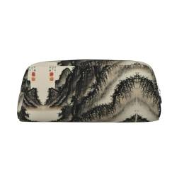 GaxfjRu Federmäppchen aus Leder mit chinesischer Malerei, niedliches Federmäppchen, kleines Federmäppchen, schöne Schreibwaren-Tasche, tragbare Kosmetiktasche, Reißverschlusstasche von GaxfjRu