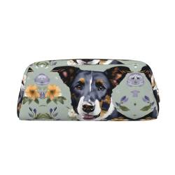 GaxfjRu Federmäppchen mit Hunde-Blumenmuster, niedliches Federmäppchen, kleines Federmäppchen, schöne Schreibwaren-Tasche, tragbare Kosmetiktasche, Reißverschlusstasche von GaxfjRu