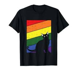 Black Cat Gay Pride Kitten Lover LGBT-Q Proud Ally T-Shirt von Gay Cloths Gift Proud LGBT-Q Pride Ally