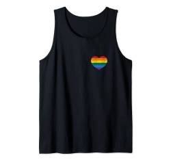 Vintage T-Shirt mit Gay Pride Herz (Schwulenflagge) Tank Top von Gay Pride Apparel (LGBT Shirts for Men and Women)