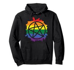 Pentagram Satanic Goth LGBTQ Rainbow Flag Gay Pride Ally Pullover Hoodie von Gay Pride Clothes LGBTQ Ally LGBT Men Women Gift