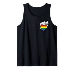 Regenbogen-Flagge Katze Herz Gay Pride Ally LGBTQ Monat Damen Herren Tank Top von Gay Pride Clothes LGBTQ Ally LGBT Men Women Gift