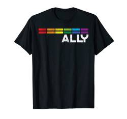 Proud Ally Bars Equality LGBTQ Rainbow Flag Gay Pride Ally T-Shirt von Gay Pride Shirts LGBTQ Ally LGBT Men Women Gift