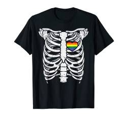 Skeleton Xray Ribs Halloween Heart LGBTQ Gay Pride Ally T-Shirt von Gay Pride Shirts LGBTQ Ally LGBT Men Women Gift