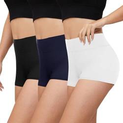 Gayhay 3er Pack Kurze Leggings Damen High Waist Radlerhose Damen Kurz für Kleid Hotpants Sport Shorts Sporthose,Schwarze/Navy/Weiß,L/XL von Gayhay