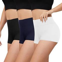 Gayhay 3er Pack Kurze Leggings Damen High Waist Radlerhose Damen Kurz für Kleid Hotpants Sport Shorts Sporthose,Schwarze/Navy/Weiß,S/M von Gayhay