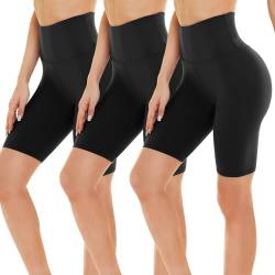 Gayhay 3er Pack Radlerhosen Damen Knielang Kurze Sporthose Leggings Shorts Sommer für Sport Yoga Leggins High Waist Schwarze*3,XXL von Gayhay