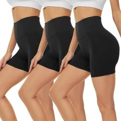 Gayhay 3er Pack Radlerhosen Damen Kurze Leggings Sport Shorts Sommer Hotpants Boxershorts unter Kleid Hoher Taille Schwarze*3,L-XL von Gayhay