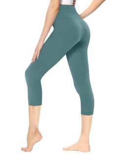 Gayhay Capri Leggings Damen 7/8 für Sport, 3/4 Sporthose High Waist Leggins für Gym Yoga(Dunkelgrün,L-XL) von Gayhay