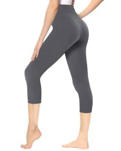 Gayhay Capri Leggings Damen 7/8 für Sport, 3/4 Sporthose High Waist Leggins für Gym Yoga(Grau,L-XL) von Gayhay