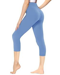 Gayhay Capri Leggings Damen 7/8 für Sport, 3/4 Sporthose High Waist Leggins für Gym Yoga(Hellblau,L-XL) von Gayhay