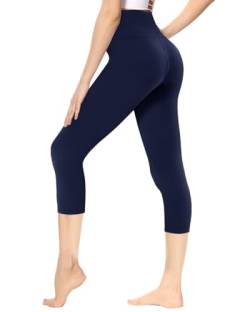 Gayhay Capri Leggings Damen 7/8 für Sport, 3/4 Sporthose High Waist Leggins für Gym Yoga(Marineblau,XXL) von Gayhay