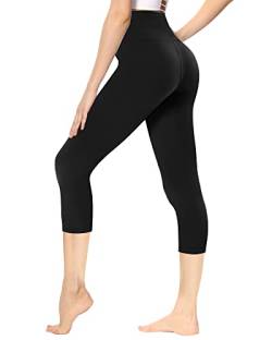 Gayhay Capri Leggings Damen 7/8 für Sport, 3/4 Sporthose High Waist Leggins für Gym Yoga (Schwarz,3XL) von Gayhay