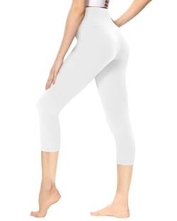 Gayhay Capri Leggings Damen 7/8 für Sport, 3/4 Sporthose High Waist Leggins für Gym Yoga (Weiß,3XL) von Gayhay