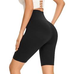 Gayhay Radlerhose Damen Knielang High Waist Kurze Sporthose Radler Yoga Shorts Leggings Sommer Blickdicht Schwarze,S-M von Gayhay