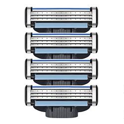 Rasierklingen Nachfüllungen, Rasierklingen Männer Nachfüllungen für manuelle Rasierklinge,4 Ersatzklingen für Nassrasierer Herren mit 3-fach Klinge, 3 Klingen Herren Rasierklingen für die Rasur von Gbbazu