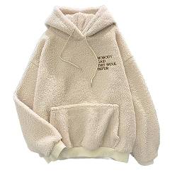 Gcufoyae Damen-Plüsch-Fleece-Kapuzenpullover, Warmer Wintermantel, süße Plüschjacke mit Tasche für Teenager von Gcufoyae