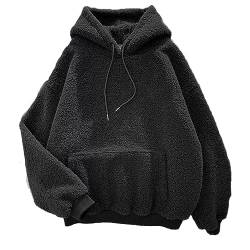 Gcufoyae Damen-Plüsch-Fleece-Kapuzenpullover, Warmer Wintermantel, süße Plüschjacke mit Tasche für Teenager von Gcufoyae