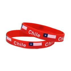 1PC Land Welt Flagge Logo Sport Silikon Armband Nationalen Fußball Fans Elastische Armbänder Armreifen Souvenir Geschenk (Color : Chile_20cm) von GeRRiT
