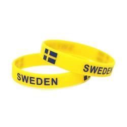 1PC Land Welt Flagge Logo Sport Silikon Armband Nationalen Fußball Fans Elastische Armbänder Armreifen Souvenir Geschenk (Color : Sweden_20cm) von GeRRiT