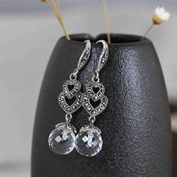 Art Ohrringe Eardrop S925 Silber Retro Pfirsich Herz Silber Ohrringe Weibliche Kristallkugel Mode Temperament Ohrringewie Gezeigt, GeRRiT, Wie Gezeigt von GeRRiT