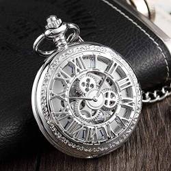 Bronze Silber mechanische Taschenuhren Herren Steampunk Skelettuhren Clip Chain Clock Geschenke für Männer Taschenuhr Geschenke für die Familie von GeRRiT