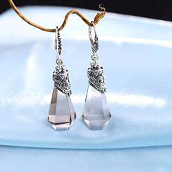 Eardrop Ohrring Ohrstecker für Frauen Zubehör Ohrringe Thai Silber S925 Sterling Silber Schmuck Facettiert Grün Kristall Ohrringe Ohrcliptee Kristall Ohrclip, GeRRiT von GeRRiT