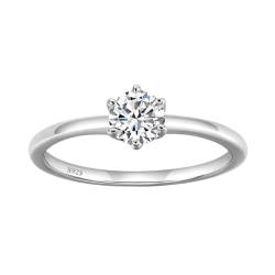 GeRRiT 0,5/1 Karat D Farbe Moissanit Damenring Moissanit Diamantring S925 Silber Verlobungsring Ehering (Color : 0.5ct_GRA 925 SILVER_4.5) von GeRRiT