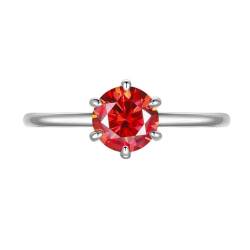 GeRRiT 0,5/1 Karat D Farbe Moissanit Damenring Moissanit Diamantring S925 Silber Verlobungsring Ehering (Color : 1ct Red_GRA 925 SILVER_8.5) von GeRRiT