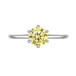 GeRRiT 0,5/1 Karat D Farbe Moissanit Damenring Moissanit Diamantring S925 Silber Verlobungsring Ehering (Color : 1ct Yellow_GRA 925 SILVER_5.5) von GeRRiT