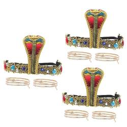GeRRiT 2 Sets Schlangen-Stirnband-Armband, Polyester, Metall, Damen-Ägypten-Manschette/87 (Color : As Shownx3pcs, Size : 23x13.5cmx3pcs) von GeRRiT