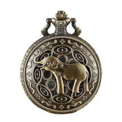 GeRRiT Bronze Elefant Taschenuhr Kette Retro Hohl Taschenuhr Halskette Anhänger Männer von GeRRiT