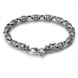 GeRRiT Chinesisches Stil Silber Armband 925 Sterling Silber Schmuck Thai Silber Retro Super Heftig Dominierende Persönlichkeit Glücksjahr Führenden Armband Männlichkleines Drachenarmband von GeRRiT