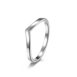 GeRRiT Damengröße 5–10, 2 mm, ultradünn, V-förmig, stapelbarer Ring, schlichtes, poliertes Edelstahlband (Color : Silver_8) von GeRRiT