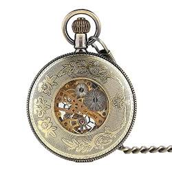 GeRRiT Exquisite Steampunk Skelett Taschenuhr Männer Frauen Handaufzug Mechanische Anhänger Uhr Stilvolle Halskette Weihnachten von GeRRiT