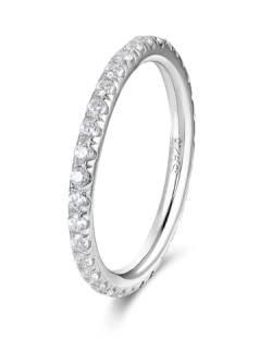 GeRRiT Modischer dünner Ring for Damen, Moissanit, 18 Karat Gold, S925-Sterlingsilber, Diamant-Ehering (Color : Silver (color)_6) von GeRRiT