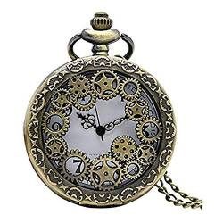 GeRRiT Retro-Flip-Taschenuhr, Halskette, Taschenuhr, Klassische, Glatte Vintage-Quarz-Taschenuhr, arabische Ziffernskala von GeRRiT