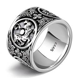 GeRRiT Retro-Ring S999 Sterlingsilber Sterlingsilber Vier Große Biester Ringbreite Kreatives Herrengeschenk Herrschsüchtiger Ring, 1, 63mm von GeRRiT