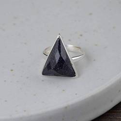 GeRRiT S925 Silber Antiker Ring Thai Silber Glänzender Ring Weiblicher Dreieckssandholm Verstellbarer Ring, Ring von GeRRiT