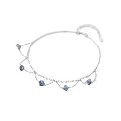 GeRRiT S925 Silber Armband Dreieck Armband Temperament Synthese Blau Kristall Armband Schmuck, S925 Silber Armband von GeRRiT