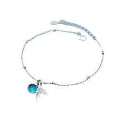 GeRRiT S925 Silber Armband Einfache Blaue Perle Nette Fischschwanz Kette Frischer Schmuck, S925 Silber von GeRRiT